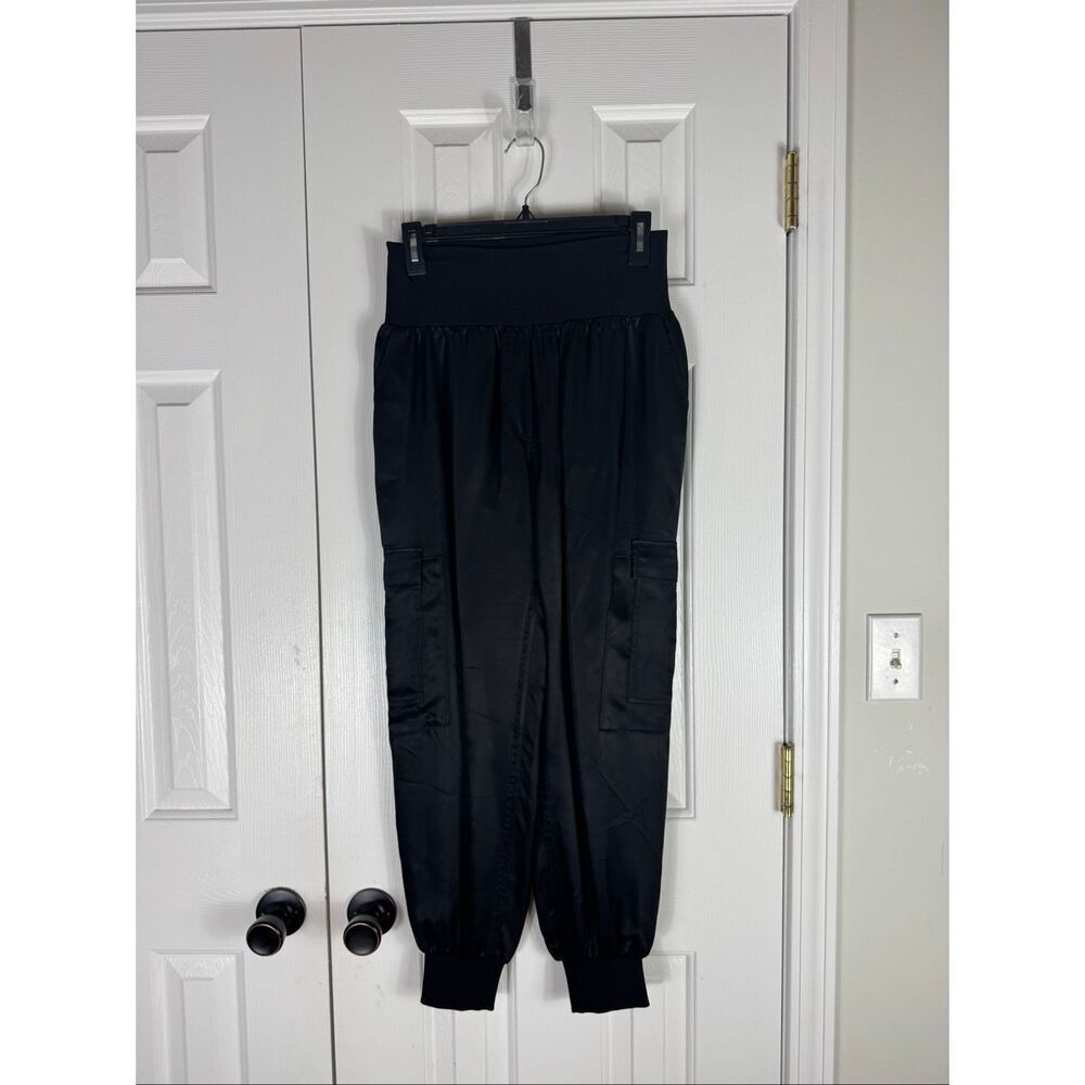 5a7 Cinq a Sept Womens Toue Les Jours Black Joggers Giles Satin Cargo Size Small